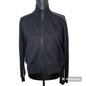 Anthony Thomas Melillo ATM Bomber Jacket Active Full Zip White Trim Black Large
